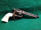 Colt SAA Engraved by Clint Finley,cattlebrand style,blue with 24K accents & inlays,real ivory,1981,5.5"awesome 1 of a kind masterpiece !! - 1 of 15