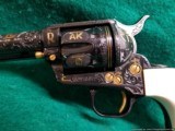 Colt SAA Engraved by Clint Finley,cattlebrand style,blue with 24K accents & inlays,real ivory,1981,5.5"awesome 1 of a kind masterpiece !! - 10 of 15