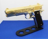 Colt 1911,deep engraved,refinished nickel with 24k gold accents,Mexican Heritage design,1 of a kind work of art !! - 8 of 15