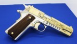 Colt 1911,deep engraved,refinished nickel with 24k gold accents,Mexican Heritage design,1 of a kind work of art !! - 5 of 15