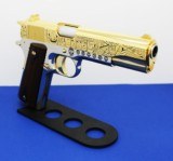 Colt 1911,deep engraved,refinished nickel with 24k gold accents,Mexican Heritage design,1 of a kind work of art !! - 7 of 15
