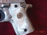Colt Mustang 380,fully engraved by Flannery Engraving, Pocketlite,Pearlite grips,never fired,certificate, 2 mags,box & manual,awesome i of a kind !! - 2 of 15