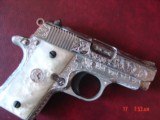 Colt Mustang 380,fully engraved by Flannery Engraving, Pocketlite,Pearlite grips,never fired,certificate, 2 mags,box & manual,awesome i of a kind !! - 4 of 15