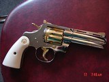 Colt Python 4", made 1960,just refinished in bright nickel with 24K gold accents,bonded ivory grips,357 mag.,awesome like new showpiece !! - 5 of 15