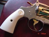 Colt Python 4", made 1960,just refinished in bright nickel with 24K gold accents,bonded ivory grips,357 mag.,awesome like new showpiece !! - 6 of 15