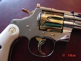Colt Python 4", made 1960,just refinished in bright nickel with 24K gold accents,bonded ivory grips,357 mag.,awesome like new showpiece !! - 7 of 15