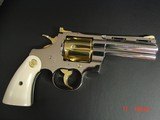 Colt Python 4", made 1960,just refinished in bright nickel with 24K gold accents,bonded ivory grips,357 mag.,awesome like new showpiece !! - 10 of 15