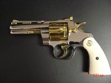 Colt Python 4", made 1960,just refinished in bright nickel with 24K gold accents,bonded ivory grips,357 mag.,awesome like new showpiece !! - 11 of 15