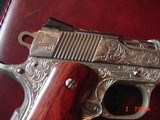 Colt Defender 3",Engraved & polished by Flannery Engraving,custom Rosewood grips,45acp,certificate,awesome 1 of a kind work of art !! - 3 of 15