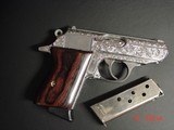 Walther PPK 380,fully deep hand engraved & polished by Flannery Engraving,custom Rosewood grips & originals,box & manual,2 mags,never fired,awesome !! - 13 of 15