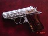 Walther PPK 380,fully deep hand engraved & polished by Flannery Engraving,custom Rosewood grips & originals,box & manual,2 mags,never fired,awesome !! - 14 of 15