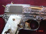 Colt Govt. 45,Master engraved by S.Leis,refinished in bright nickel with 24K accents,2 mags,Pearlite grips,certificate,case,manual,etc. awesome !! - 4 of 10