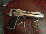 Magnum Research Desert Eagle 50AE,solid stainless with muzzle brake,2 grips,2 rails,ammo,box,all papers & never fired. an awesome hand cannon !! - 1 of 16