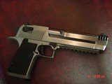 Magnum Research Desert Eagle 50AE,solid stainless with muzzle brake,2 grips,2 rails,ammo,box,all papers & never fired. an awesome hand cannon !! - 3 of 16