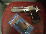 Magnum Research Desert Eagle 50AE,solid stainless with muzzle brake,2 grips,2 rails,ammo,box,all papers & never fired. an awesome hand cannon !! - 6 of 16