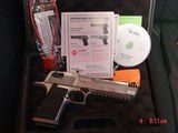 Magnum Research Desert Eagle 50AE,solid stainless with muzzle brake,2 grips,2 rails,ammo,box,all papers & never fired. an awesome hand cannon !! - 7 of 16