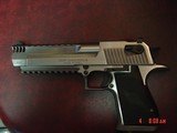 Magnum Research Desert Eagle 50AE,solid stainless with muzzle brake,2 grips,2 rails,ammo,box,all papers & never fired. an awesome hand cannon !! - 5 of 16