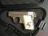 Colt 1908 Vest Pocket 25ACP, just refinished in nickel
& 24K accents,made 1920,bonded ivory grips,awesome semi auto !! - 7 of 13