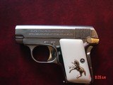 Colt 1908 Vest Pocket 25ACP, just refinished in nickel
& 24K accents,made 1920,bonded ivory grips,awesome semi auto !! - 1 of 13