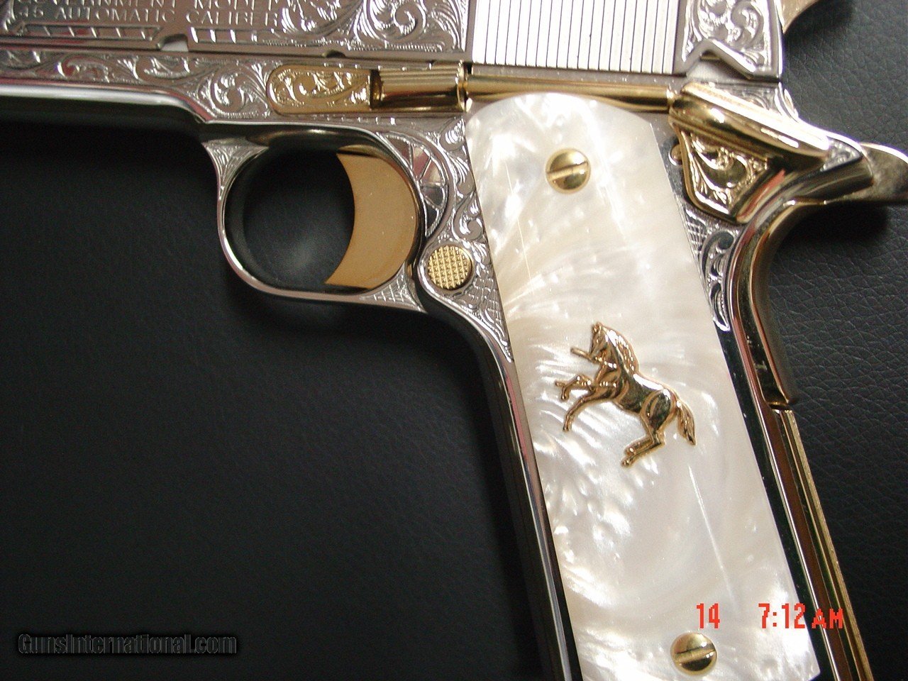 Colt 1911 45acp,fully refinished in nickel with 24k gold accents ...