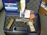 Colt 1911 45acp,fully refinished in nickel with 24k gold accents, master engraved by S.leis,certificate,Pearlite grips,box,unfired,a work of art - 4 of 15