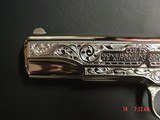 Colt 1911 45acp,fully refinished in nickel with 24k gold accents, master engraved by S.leis,certificate,Pearlite grips,box,unfired,a work of art - 8 of 15