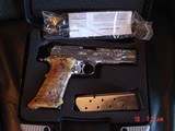 Sig Sauer Super Target 1911,5" 45ACP.,engraved & polished by Flannery Engraving,exotic wood grips,2 mags,box,a rare work of art showpiece !! - 15 of 15