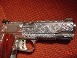 Dan Wesson 1911 Commander Bobtail 45acp,fully engraved & polished by Flannery Engraving,with certificate,wood grips,awesome 1 of a kind !! - 7 of 15
