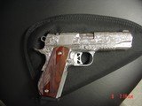 Dan Wesson 1911 Commander Bobtail 45acp,fully engraved & polished by Flannery Engraving,with certificate,wood grips,awesome 1 of a kind !! - 12 of 15