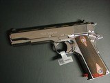 Colt Custom 1911 Series 80 Government 45acp,facory polished bright stainless,wood grips,case etc NIB,awesome showpiece !! - 2 of 15
