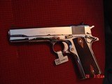 Colt Custom 1911 Series 80 Government 45acp,facory polished bright stainless,wood grips,case etc NIB,awesome showpiece !! - 1 of 15