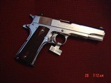 Colt Custom 1911 Series 80 Government 45acp,facory polished bright stainless,wood grips,case etc NIB,awesome showpiece !! - 9 of 15