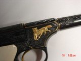 Colt Woodsman 1936, Jim Sornberger engraved,6 1/2",deep relief with 24k wire inlay & gold fox with rabbit,real ivory grips,signed,nicer than phot - 3 of 15