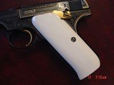Colt Woodsman 1st series,engraved by Jim Sornberger,24K inlays, bald Eagle,real ivory grips,22LR,6 1/2" 1931,awesome 1 of a kind masterpiece !! - 14 of 15