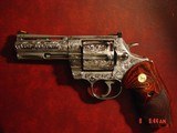 Colt Anaconda 4",fully engraved & polished by Flannery Engraving,44 mag,Rosewood custom grips, box,Manual etc,a true work of art !! - 1 of 15