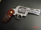 Colt Anaconda 4",fully engraved & polished by Flannery Engraving,44 mag,Rosewood custom grips, box,Manual etc,a true work of art !! - 13 of 15