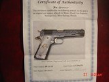 Colt Govt.1911,45acp,fully refinished & master engraved by S.Leis,bright blue & 24K gold,never fired,Pearlite grips,1 of a kind work of art !! - 12 of 15
