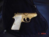 Walther PPK/S 22LR,Flannery Engraved & fully 24K Gold plated,custom & original grips,1 of a kind masterpiece !! - 15 of 15