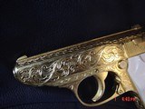Walther PPK/S 22LR,Flannery Engraved & fully 24K Gold plated,custom & original grips,1 of a kind masterpiece !! - 8 of 15