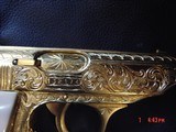 Walther PPK/S 22LR,Flannery Engraved & fully 24K Gold plated,custom & original grips,1 of a kind masterpiece !! - 14 of 15
