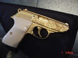 Walther PPK/S 22LR,Flannery Engraved & fully 24K Gold plated,custom & original grips,1 of a kind masterpiece !! - 1 of 15