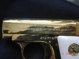 1908 Vest Pocket 25 caliber,just fully refinished in bright 24K gold,bonded ivory grips,awesome looking !! - 5 of 15