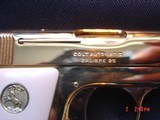 1908 Vest Pocket 25 caliber,just fully refinished in bright 24K gold,bonded ivory grips,awesome looking !! - 6 of 15