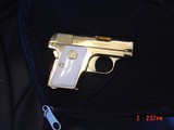 1908 Vest Pocket 25 caliber,just fully refinished in bright 24K gold,bonded ivory grips,awesome looking !! - 14 of 15
