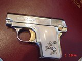Colt 1908 Vest Pocket 25 caliber,just refinished in mirror nickel & 24K gold accents,bonded ivory grips-awesome !! - 12 of 15