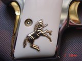 Colt 1908 Vest Pocket 25 caliber,just refinished in mirror nickel & 24K gold accents,bonded ivory grips-awesome !! - 3 of 15
