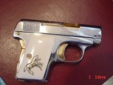Colt 1908 Vest Pocket 25 caliber,just refinished in mirror nickel & 24K gold accents,bonded ivory grips-awesome !! - 11 of 15