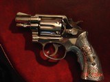 Smith & Wesson 10-5,rare 2" barrel,nickel,made 1962, real Mexican Sterling grips with real 10K Gold accents, stamped inside grip,Tyler grip inser - 6 of 15