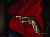 Smith & Wesson 10-5,rare 2" barrel,nickel,made 1962, real Mexican Sterling grips with real 10K Gold accents, stamped inside grip,Tyler grip inser - 3 of 15