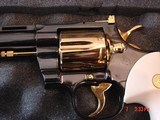Colt Python 6" 357mag, 1974,just refinished in pres grade blue with 24k gold accents,awesome showpiece ! & rare ! - 4 of 12